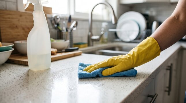 Sanitizing Kitchen Counter for Safe Food Hygiene