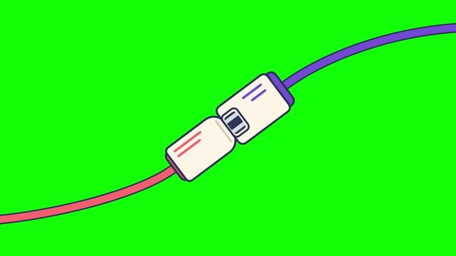 Electrical plug and socket connecting on green background