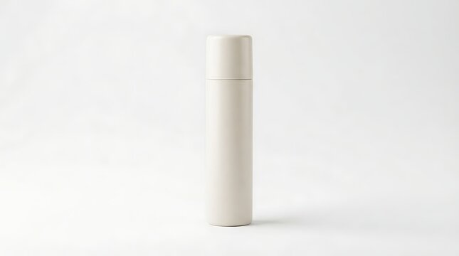 Minimalist beige reusable water bottle isolated on a clean white