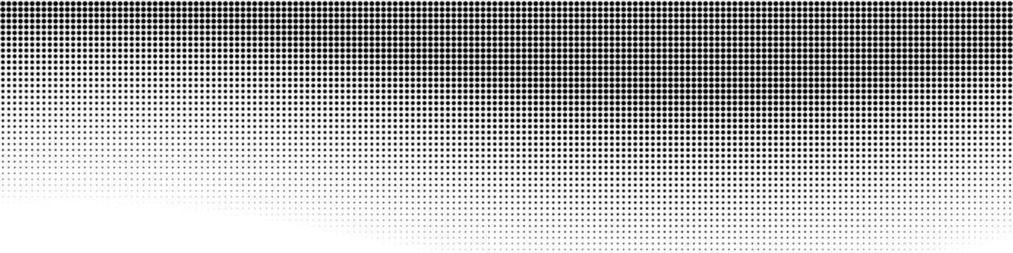 Monochrome halftone dot matrix gradient texture showing varying circle sizes and density curves in black and white