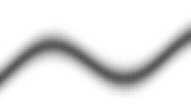 Halftone wave dots abstract black and white graphic texture flow curve shape halftone dot matrix gradient vector