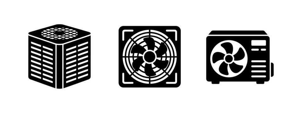 Air Conditioning Unit and HVAC Ventilation Fan Icons