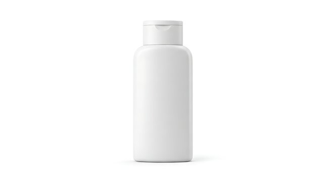 Clean white plastic bottle with pump dispenser for skincare product