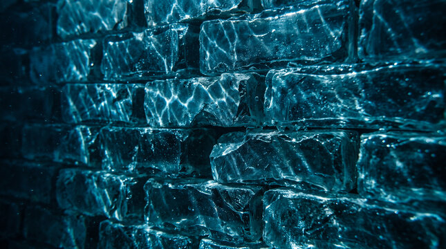 Glowing Ice Bricks Wall Architecture Crystal Texture Background