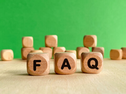 FAQ blocks representing frequently asked questions, customer support, information, communication and problem solving.