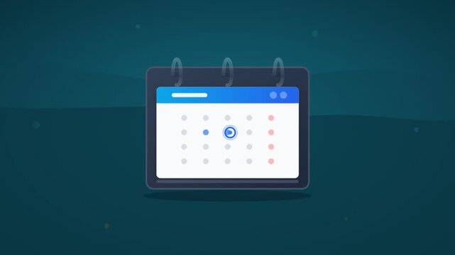 Digital calendar interface icon for business scheduling and time management planning vector illustration.