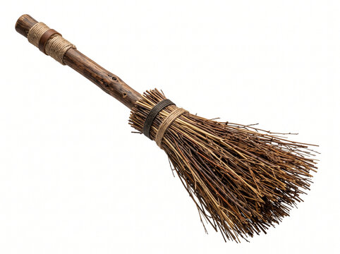 Rustic Handmade Wooden Broomstick Crafted from Natural Twigs and Branches for Traditional Household Cleaning Tasks
