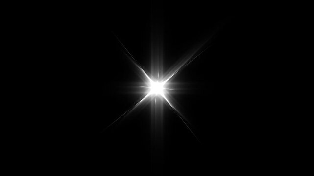 Star twinkling, white star blinking animation, looping animation twinkling stars shining in the night sky, vector glowing star light effect doodle style, event on transparent on black screen. 4k