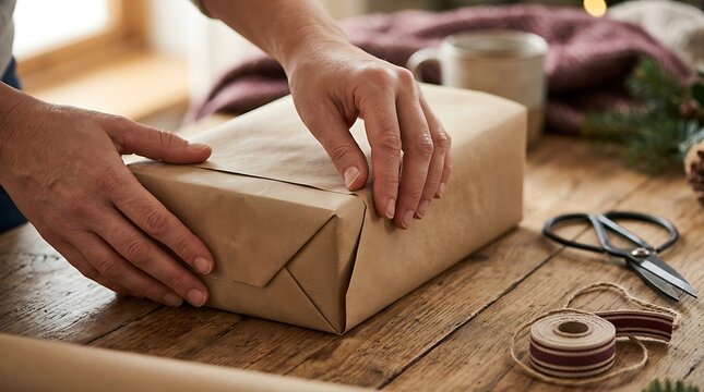 Preparing for black friday wrapping gifts and getting ready for the holiday shopping season