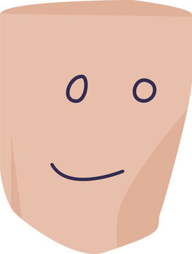 Paper bag with happy face on it.