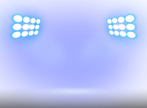 Stadium flood lights with glowing space in the center on transparent surface for dark backdrop, copy space, no text, png, sports concept