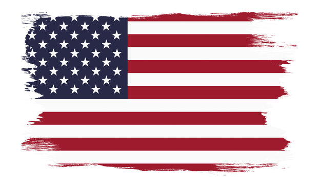 USA flag with brush stroke effect on transparent surface, png and ready to use graphic concept for patriotic theme