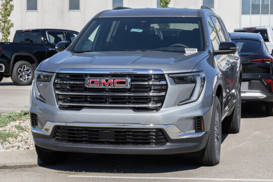 GMC Acadia Elevation AWD Mid-Size SUV at a dealership. GMC offers the Acadia with a 2.5L Turbocharged DOHC engine. MY:2026
