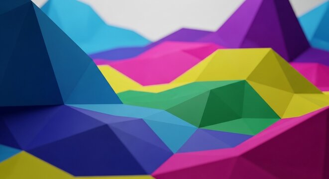 Abstract Geometric Low Poly Landscape Surface