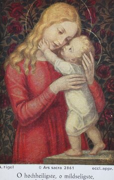 Sacred image, communion picture, Virgin Mary with the Child Jesus, 1890, Germany, Historic, digitally restored reproduction of a 19th century original, exact date unknown