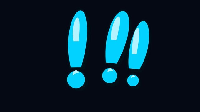 Bright blue glowing exclamation marks isolated on a dark background showing urgency