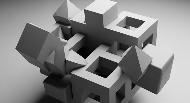 Abstract Geometric 3D Structure of Cubes and Pyramids