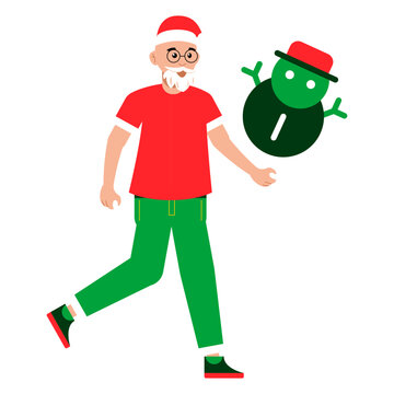 Santa Snowman Character Santa Claus walking beside a cheerful snowman ideal for Christmas scenes winter celebrations and holiday illustrations 