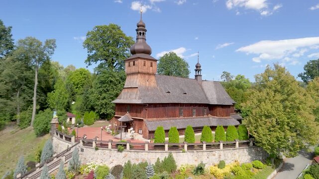 Wooden church of St. Simon and St. Jude Thaddeus in Lodygowice, Poland The Wooden Architecture Trail in Silesian Voivodeship
