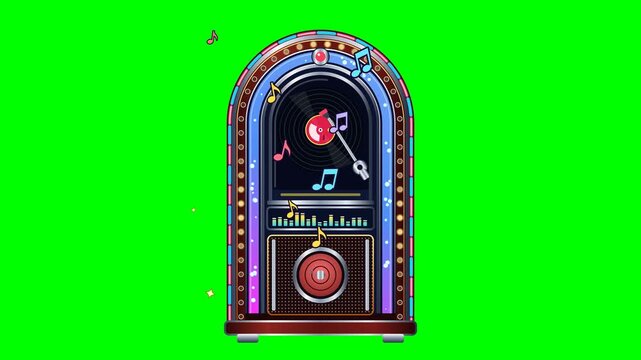 Vintage Neon Jukebox Playing Music Loop