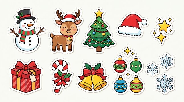 set of christmas elements