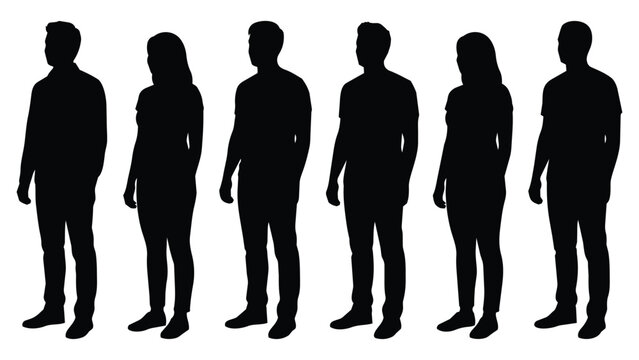 Silhouettes of Five People Standing