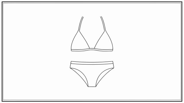 Simple line drawing of bikini top and bottom set illustration