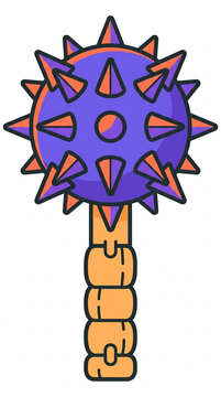 Spiked mace medieval weapon vector illustration on white background