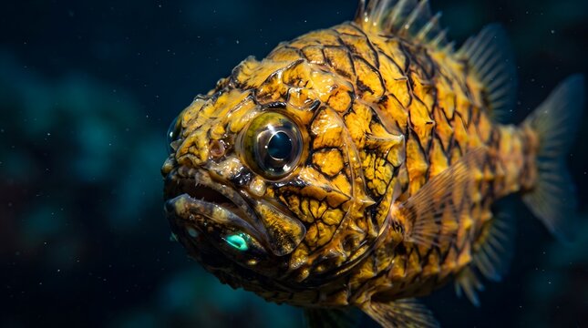 wild japanese pineapplefish swimming 