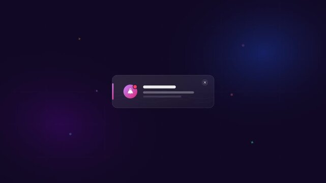 Minimalist notification popup element with dark interface design for modern mobile application UI development.