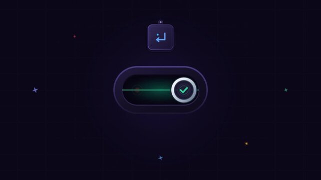 Modern ui interface element featuring a toggle switch with a checkmark confirmation icon.
