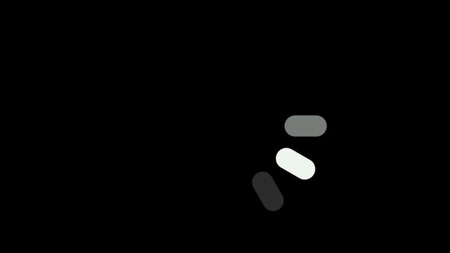 Loading icon animation with rotating white capsule shapes video footage