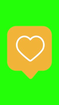 Animated Like Heart Icon Rising on Green Screen - Social Media Love Reaction Engagement Counter with Chroma Key