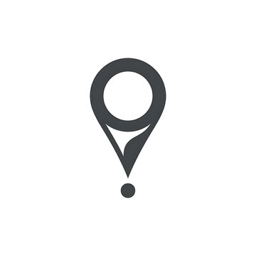 Dark charcoal location pin icon isolated on transparent background