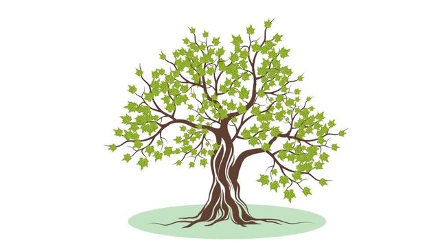 Beautiful green tree with lush foliage vector motion animation footage