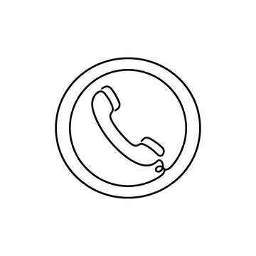 Minimalist single line drawing of a telephone handset icon isolated