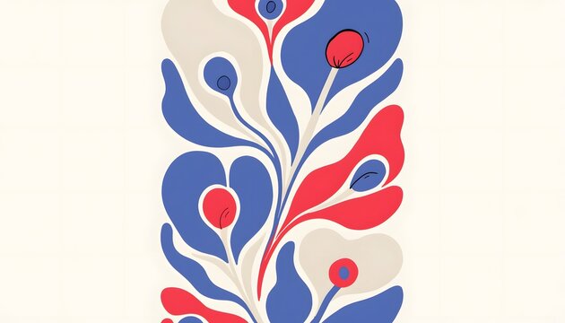 Retro botanical floral pattern and vintage organic plant illustration. Natural background and textile concept. Artist drawing decorative abstract flowers on paper