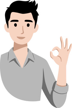 Man making an OK hand gesture, expressing approval, agreement, confidence, and positive affirmation draw