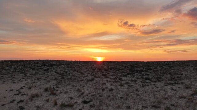 Moliets, Courant du Huchet, Dunes, Sun and Sunset, Landes. France. Aerial View. Video
