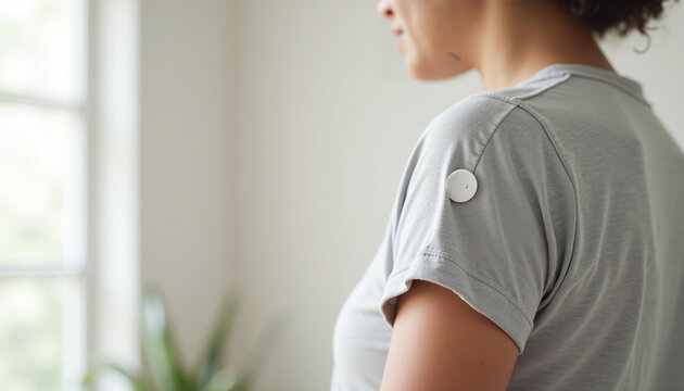 Round glucose monitoring sensor worn on the back of an arm