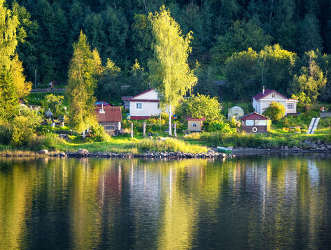 Village on the bank of Svir River, Leningrad Oblast, Russia