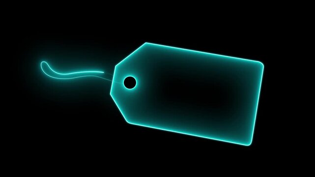 Isolated Blank Beige Price Tag. neon line price tag frame animation on a transparent background. motion graphic of a price tag concept. 4k video