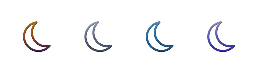 Crescent moon icons set with colorful gradient style for web interface © MDBodrul