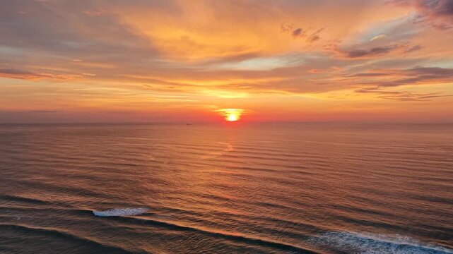 Moliets, Courant du Huchet, Orange, Sun and Sunset, Landes. France. Aerial View. Video