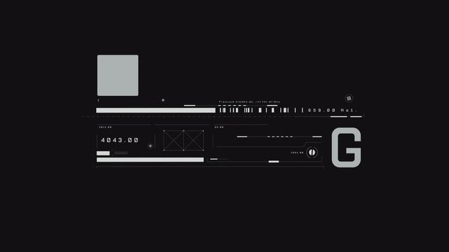 Transforming process HUD ui display element with transparent background in 4k