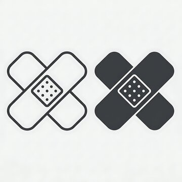 Two medical adhesive plaster strip icons isolated on white background