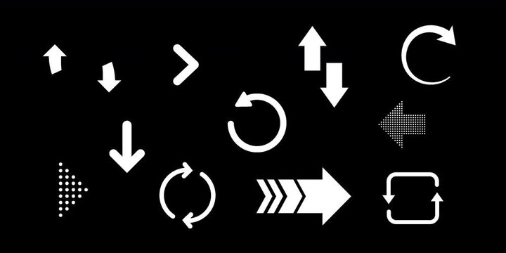 White Animated Arrow Icons Collection with Alpha Channel