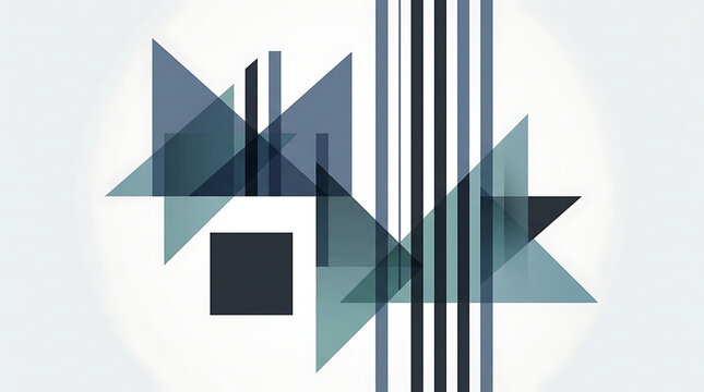 Abstract geometric shapes with blue triangles and lines