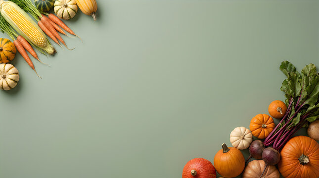 Autumn harvest arrangement with pumpkins gourds and fall foliage border