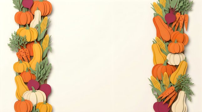Autumn harvest arrangement with pumpkins and fall foliage border